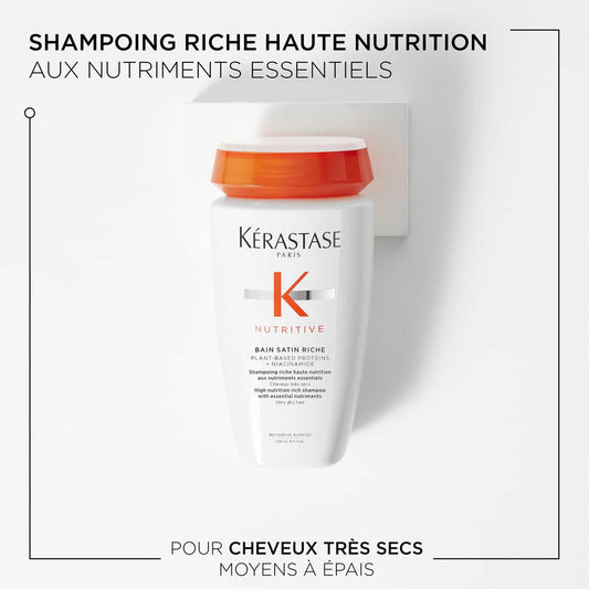 Bain Satin Riche Shampoing pour cheveux très secs 250 ml Nutritive - Kérastase