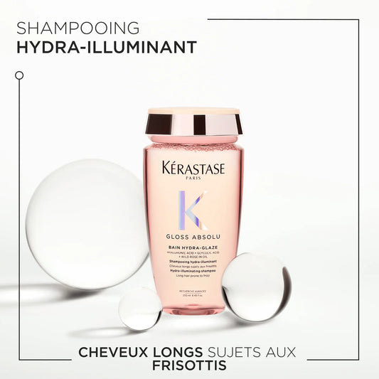 Bain Hydra-Glaze Shampoing pour cheveux longs sujet aux frisottis 250 ml Gloss Absolu - Kérastase