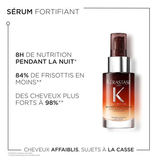 Sérum de Nuit 8H Magic pour cheveux secs 30 ml format voyage Nutritive - Kérastase
