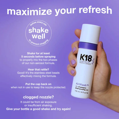 Shampoing Sec AirWash format voyage 48 ml - K18
