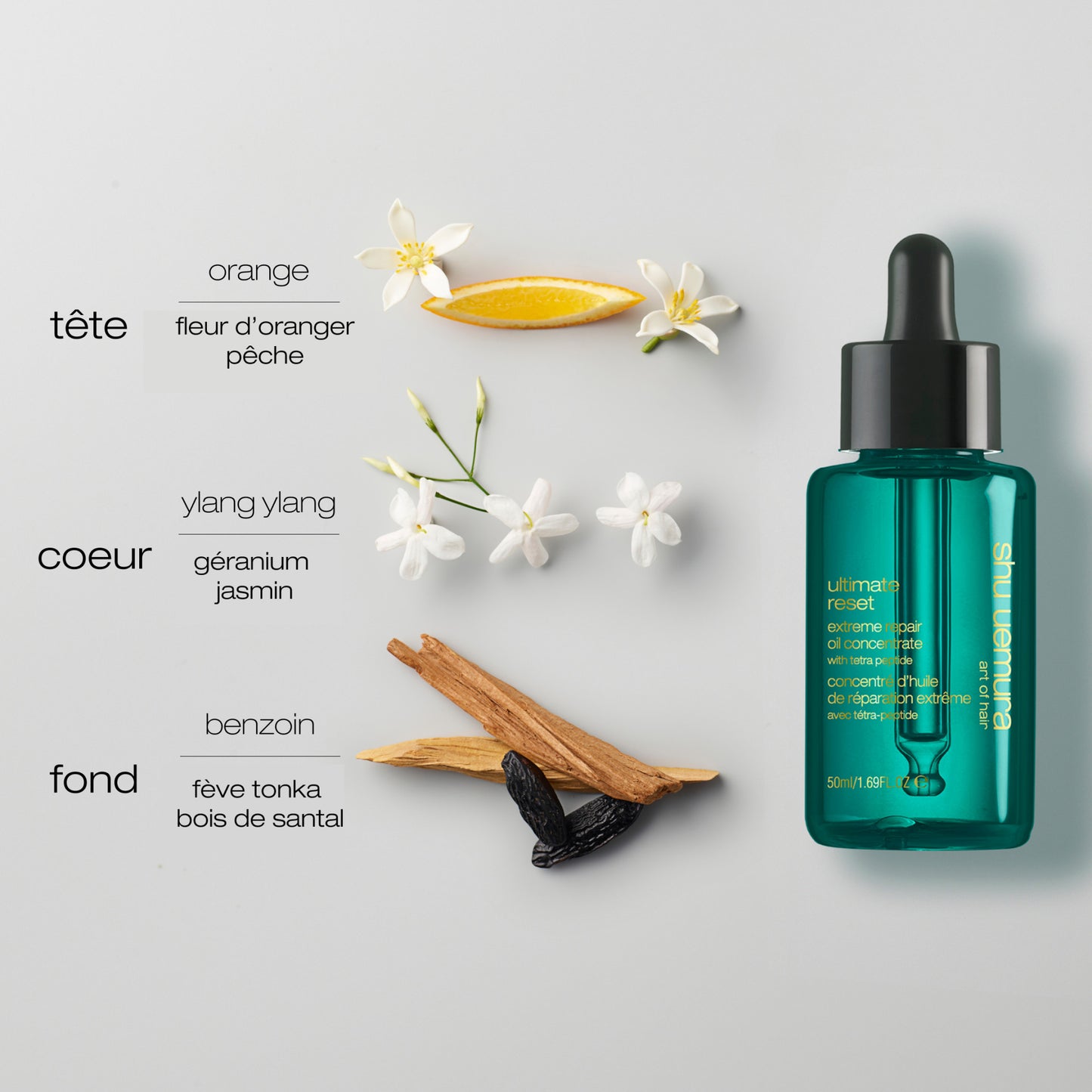 Concentré d'huile de réparation extrême pour cheveux très abîmés 50 ml Ultimate Reset - Shu uemura