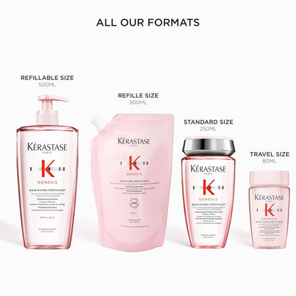 Bain Hydra-Fortifiant Shampoing pour cheveux fragiles 80 ml format voyage Genesis - Kérastase