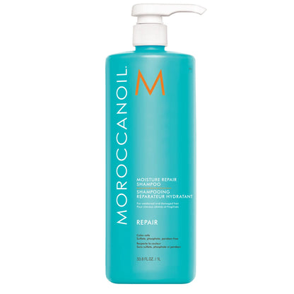 Shampoing réparateur hydratant pour cheveux abîmés 1L - Moroccanoil