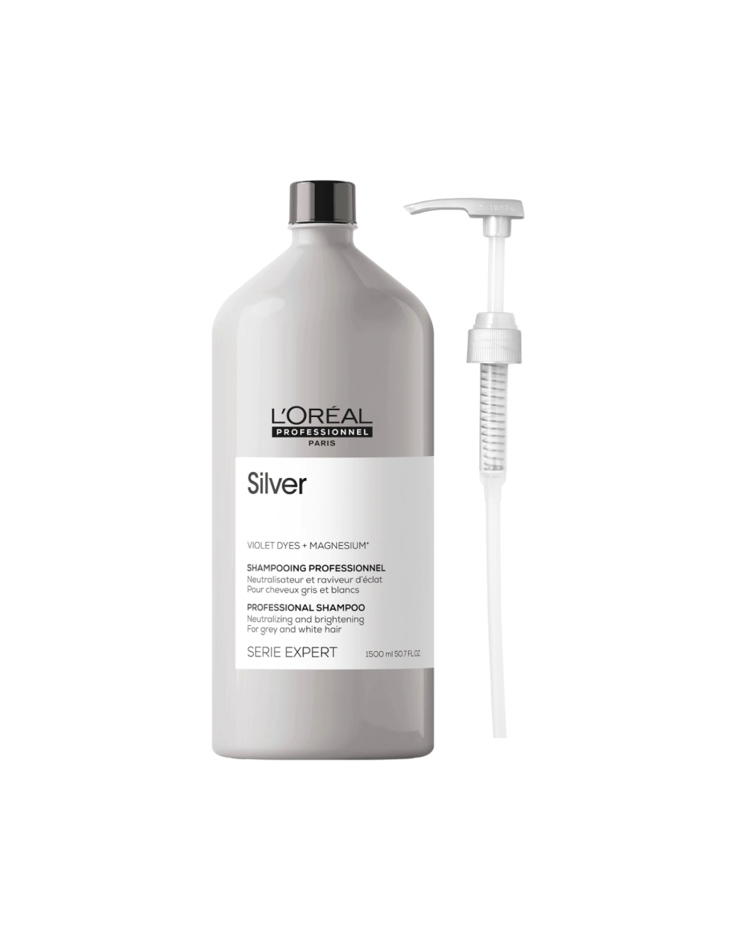 Shampoing pour Cheveux Blancs / Gris Neutralisant 1.5 L Silver - L'Oréal professionnel