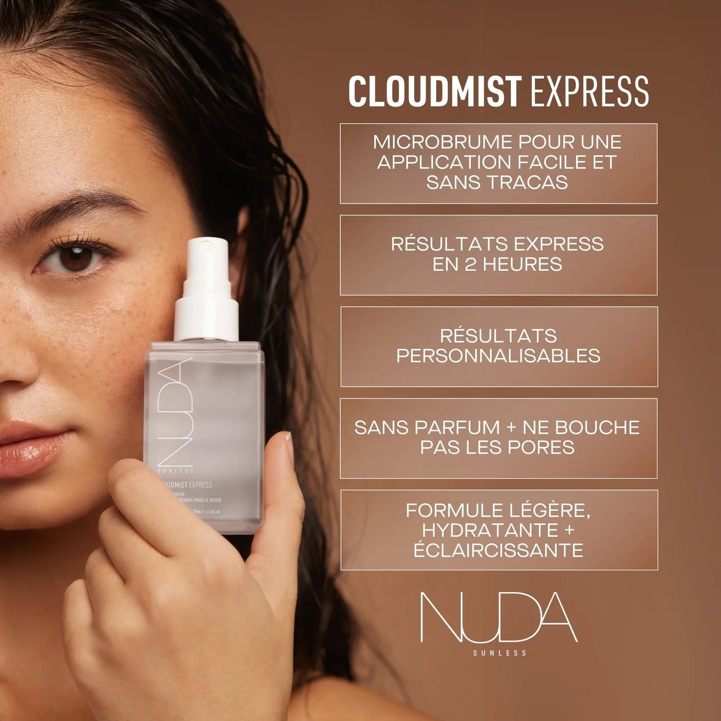 Eau Autobronzante pour le visage Cloudmist Express 75 ml - Nuda