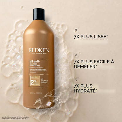 Shampoing à l’huile d’argan pour cheveux secs 1L All Soft - Redken