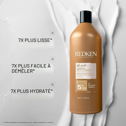 Revitalisant à l’huile d’argan pour cheveux secs 1L All Soft - Redken
