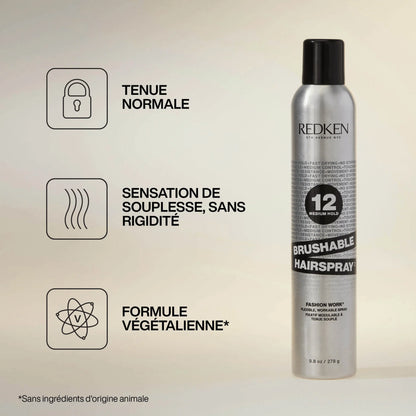 Spray de finition, fixatif tenue souple 290 ml 12 Brushable - Redken