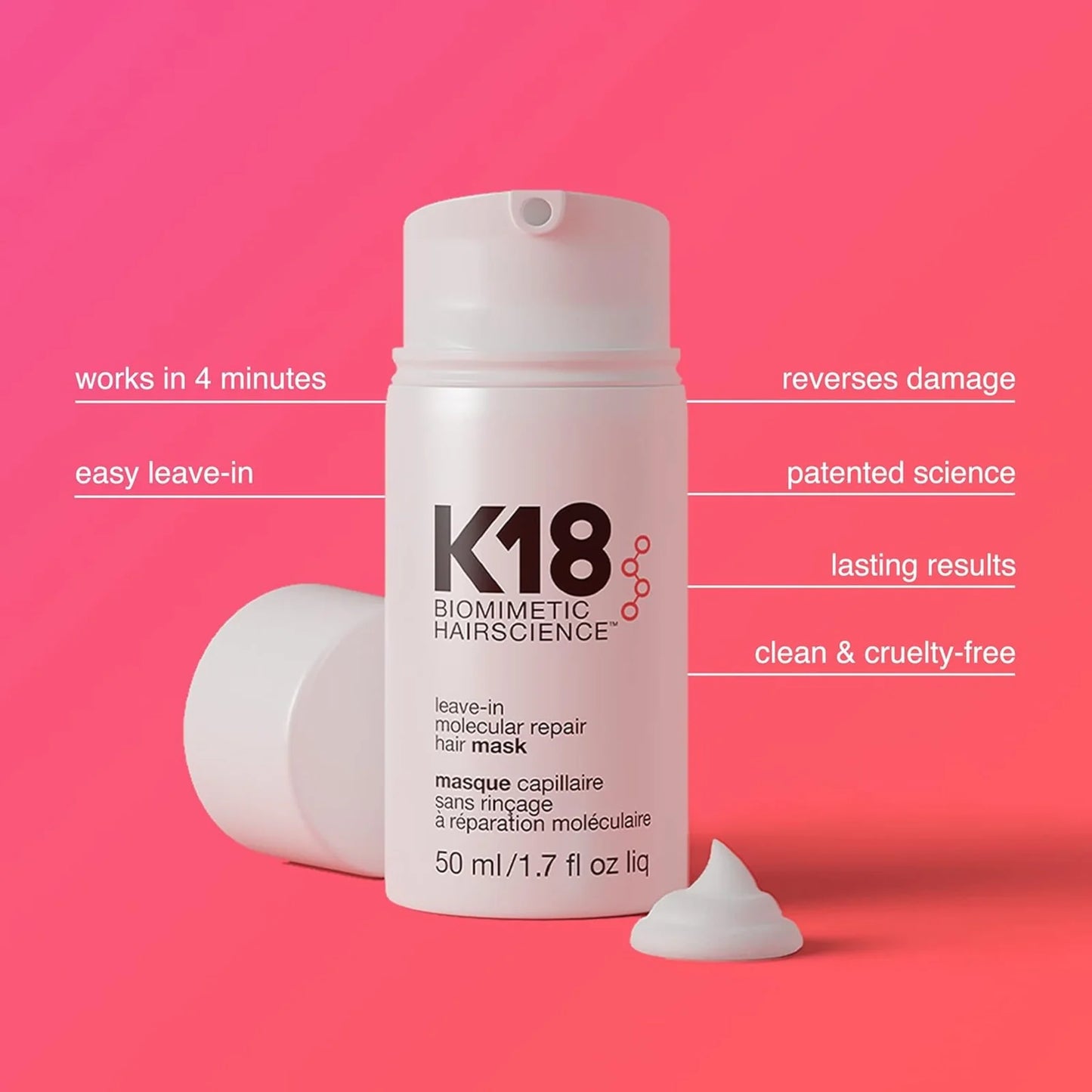 Masque capillaire sans rinçage à réparation moléculaire 50 ml - K18