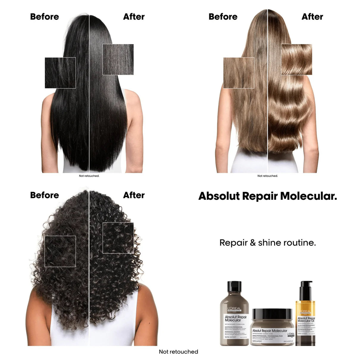 Huile pour Cheveux très Abîmés 10 en 1 90 ml Absolut Repair Molecular - L'Oréal Professionnel