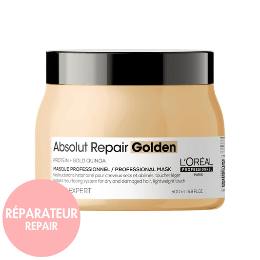 Masque Golden pour Cheveux Abîmés 500 ml Absolut Repair - L'Oréal Professionnel