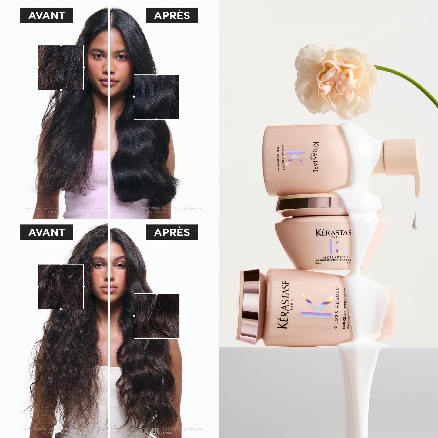 Frizz-Glaze Cream crème thermique pour cheveux moyens à épais sujets aux frisottis 240 ml Gloss Absolu - Kérastase